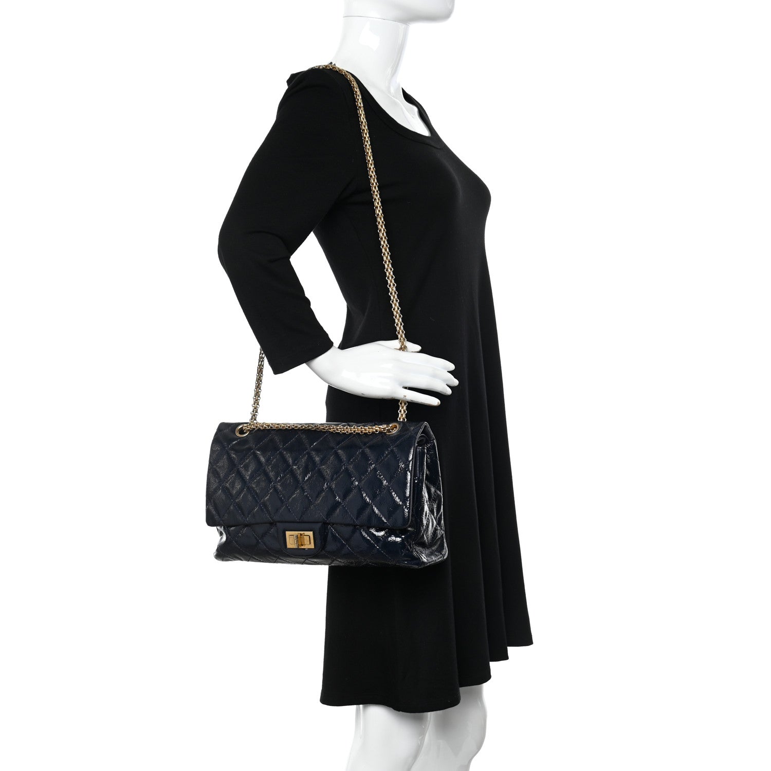 Chanel Distressed Patent Quilted 2.55 Reissue 226 Flap Navy 2 of 10