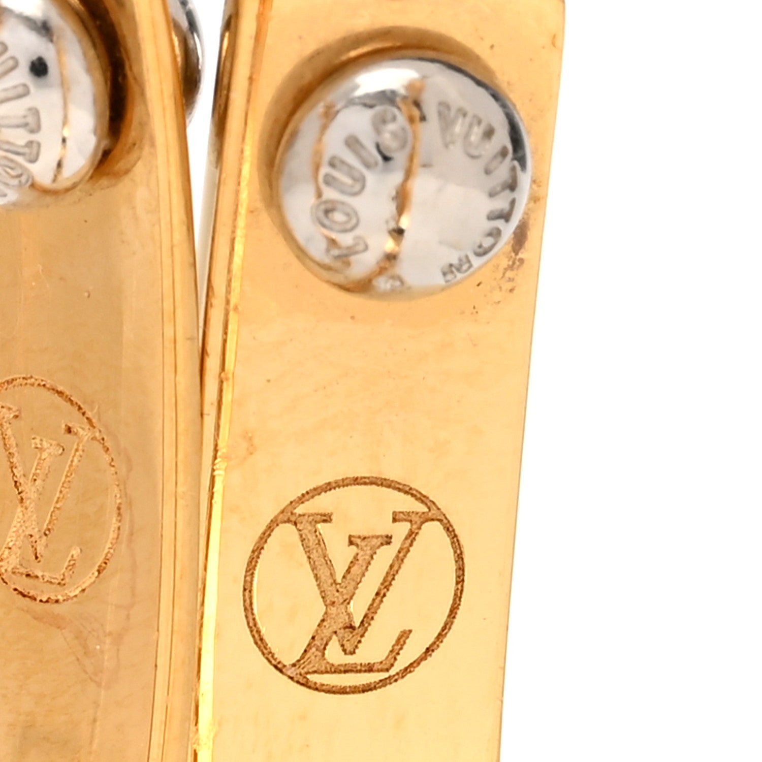 Louis Vuitton Metal Nanogram Hoop Earrings Gold 5 of 6