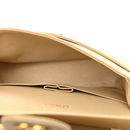 Chanel Lambskin Quilted Medium Double Flap Beige 4 of 10