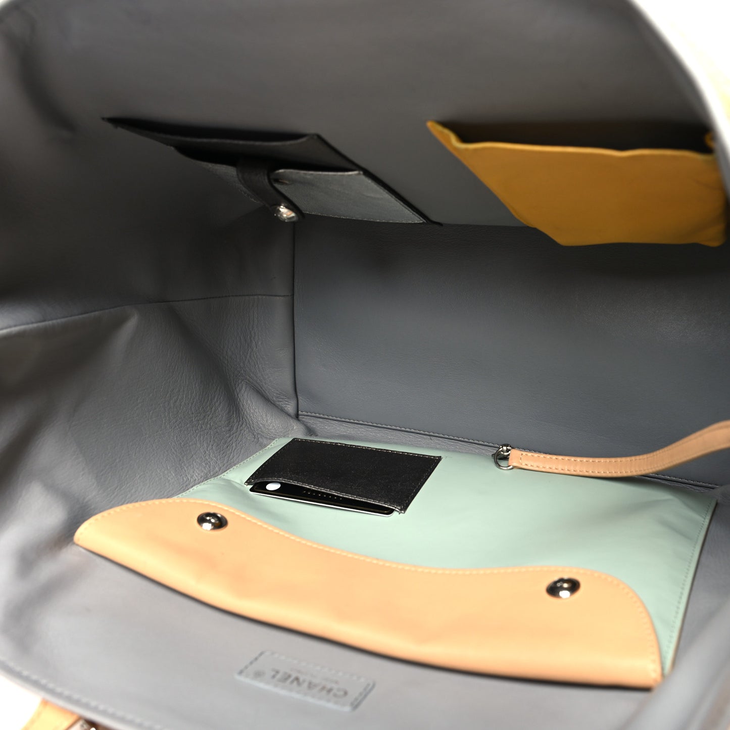 Calfskin Stitched Large Shopping Tote Beige