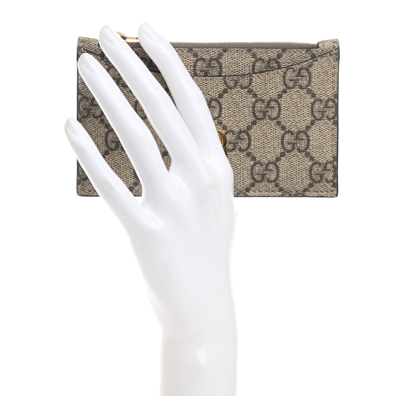 Gucci X BALENCIAGA GG Supreme Monogram Zip Card Case Beige Ebony 2 of 7