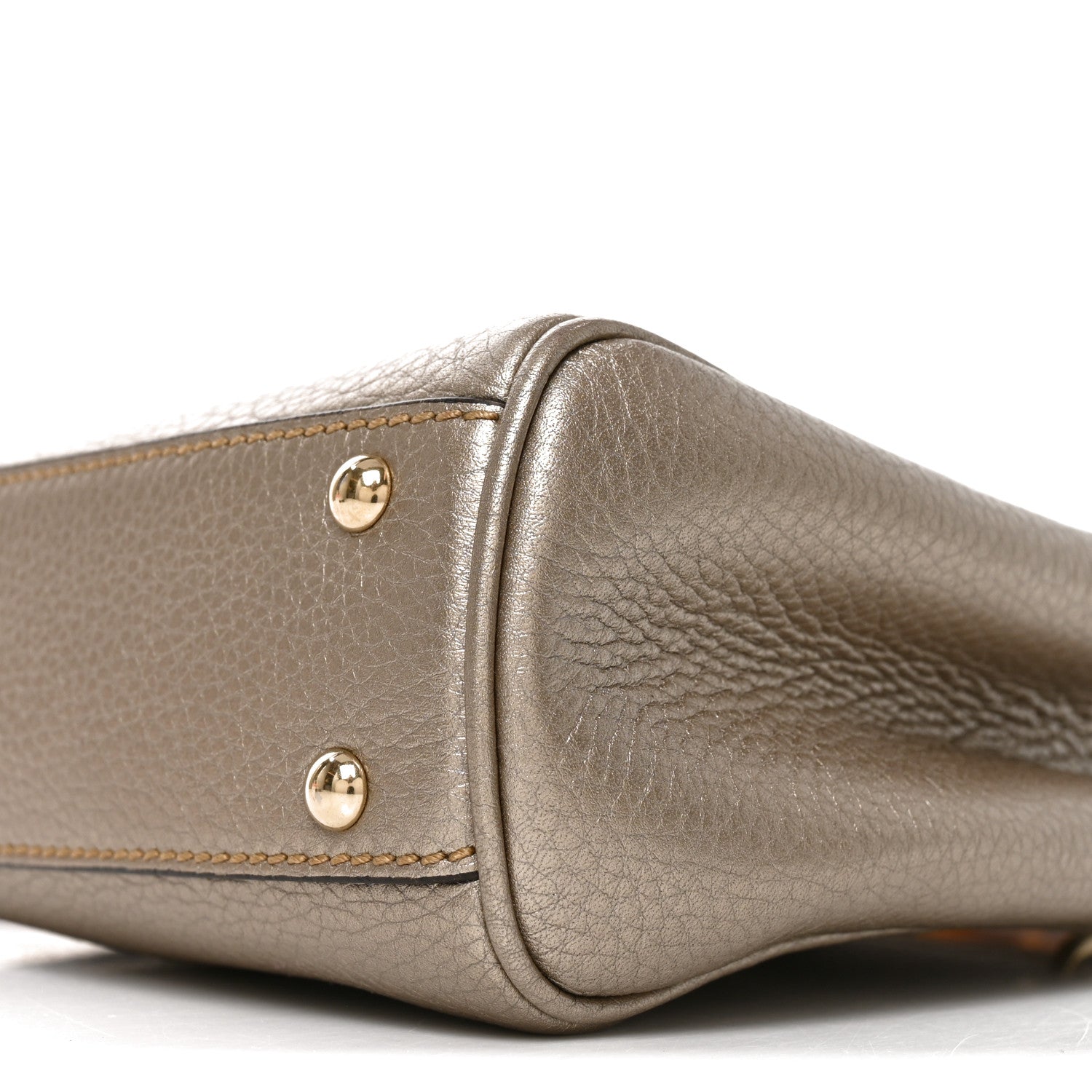 Gucci Metallic Calfskin Mini Bamboo Shopper Tote Golden Beige 9 of 9