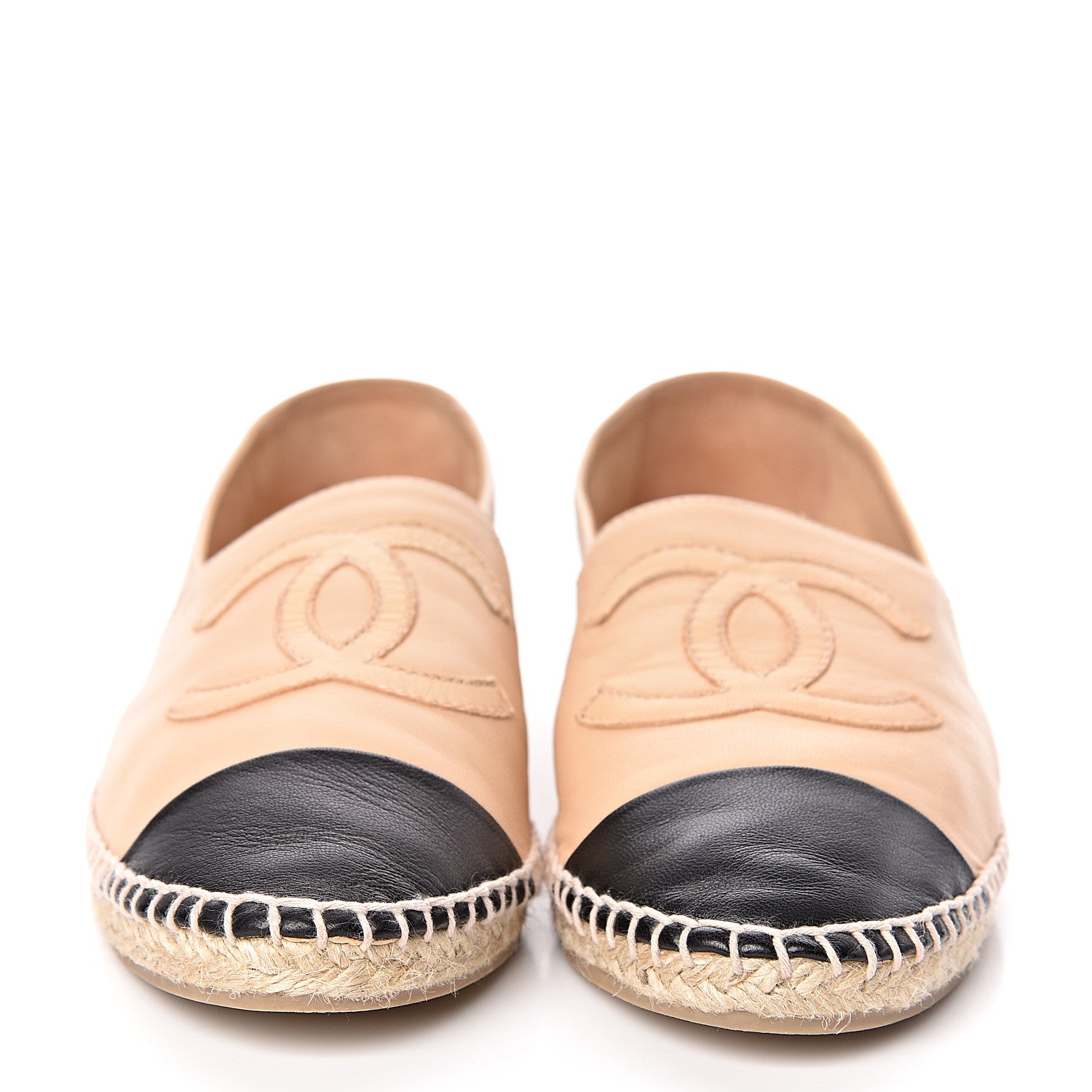 Chanel Lambskin CC Espadrilles 37 Beige Black 2 of 11