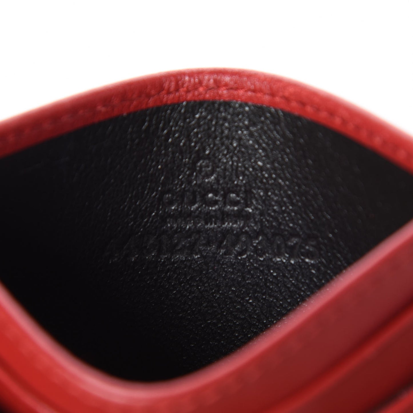 Calfskin Matelasse GG Marmont Card Holder Hibiscus Red