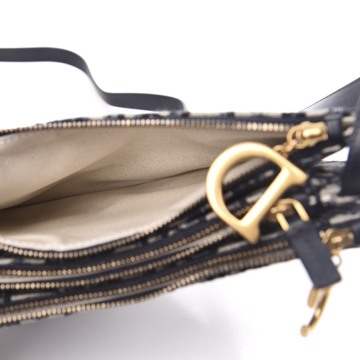 Oblique Saddle Pouch With Strap Navy Blue