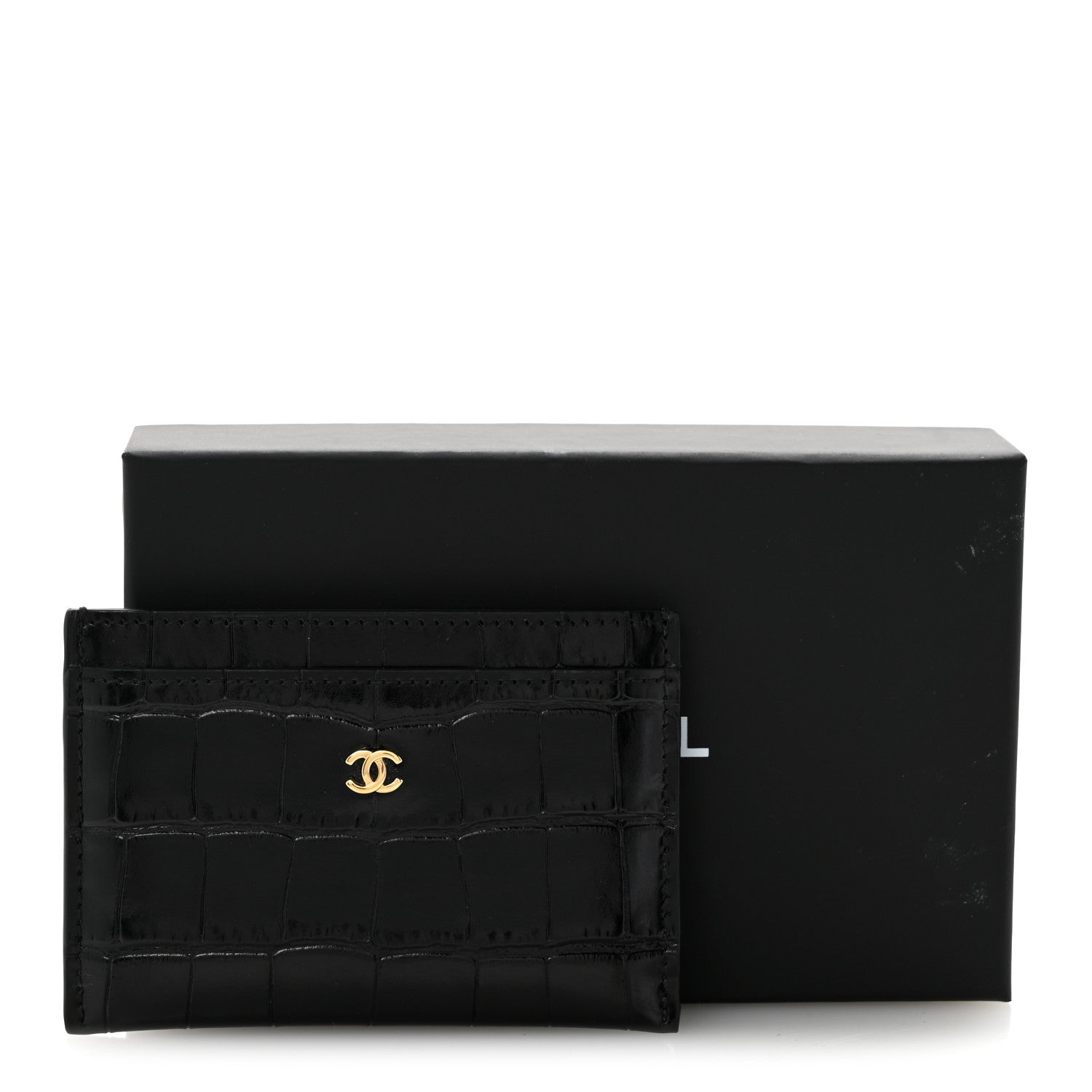 Chanel Calfskin Crocodile Embossed Crococo Card Holder Black 8 of 8