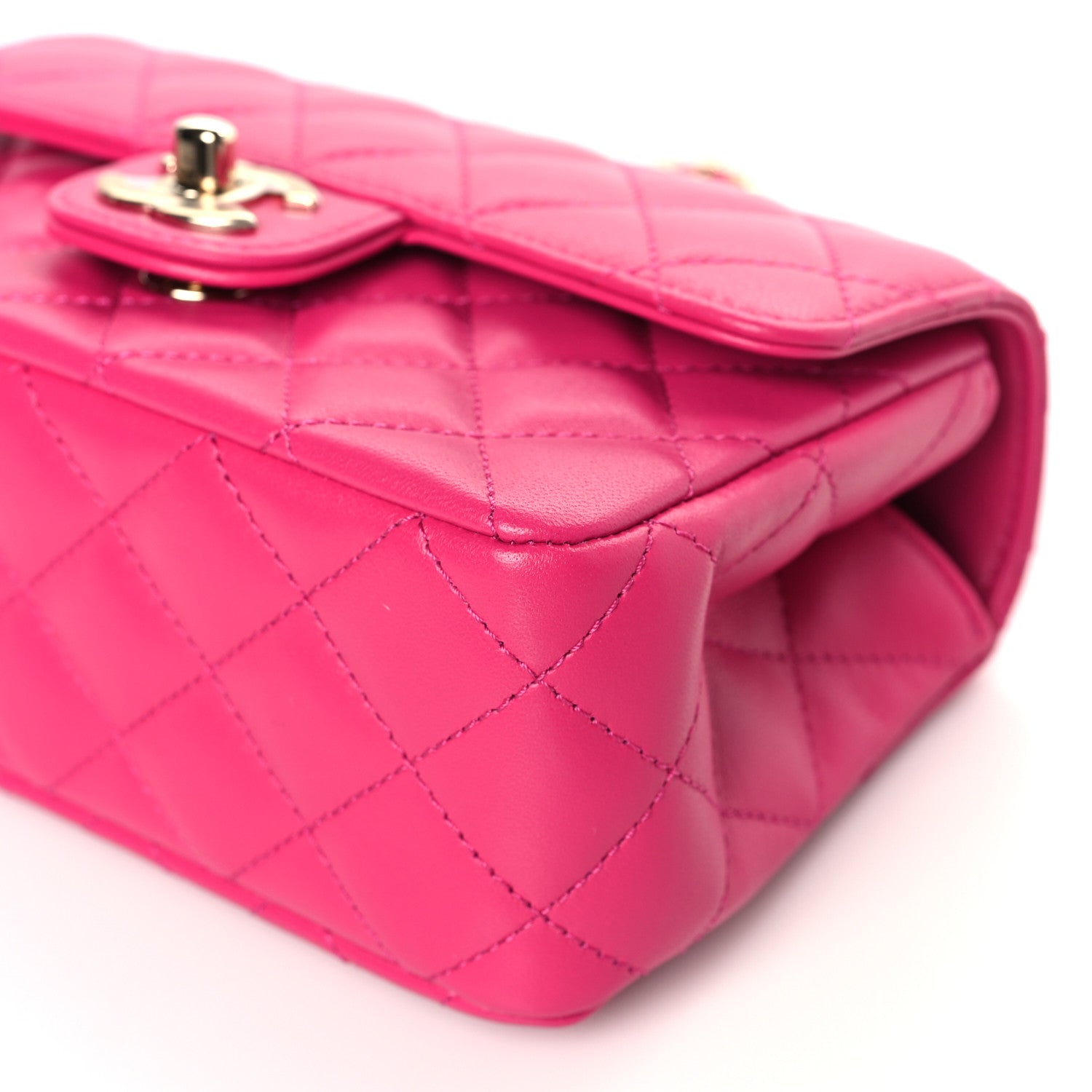 Chanel Lambskin Quilted Mini Crystal Top Handle Rectangular Flap Dark Pink 9 of 9