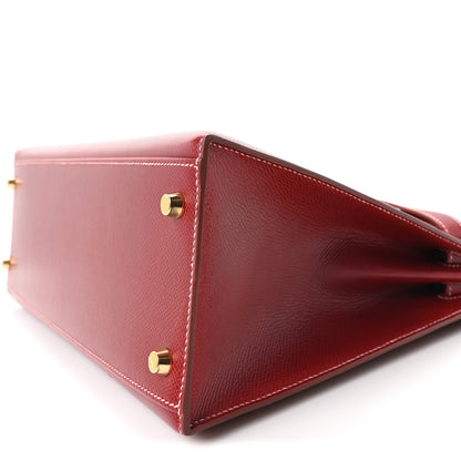 Hermes Veau Grain Lisse Kelly Sellier 32 Rouge H 9 of 9