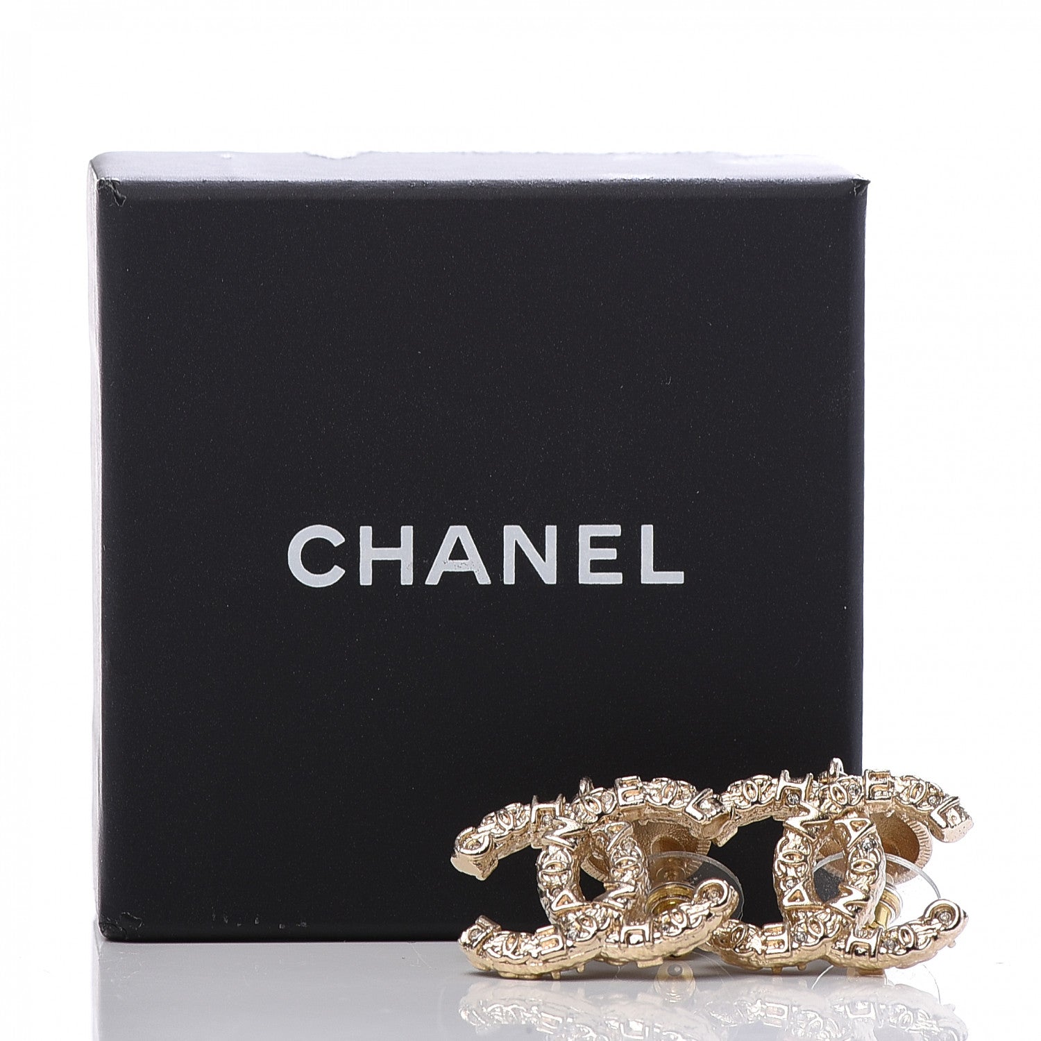 Chanel Crystal CC Drop Logo Earrings Gold 5 of 5
