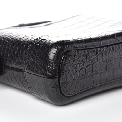 Chanel Calfskin Crocodile Embossed Small Gabrielle Cocodile Hobo Black 11 of 13