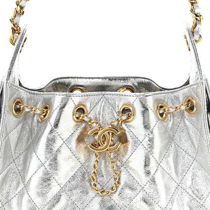 Chanel Metallic Aged Calfskin Quilted Mini Chanel 25 Handbag Silver 8 of 11