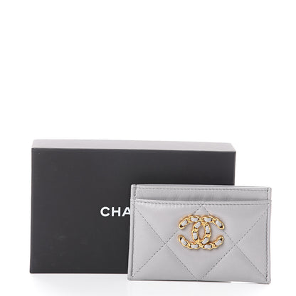 Chanel Shiny Goatskin Quilted 19 Card Holder Grey 8 of 8