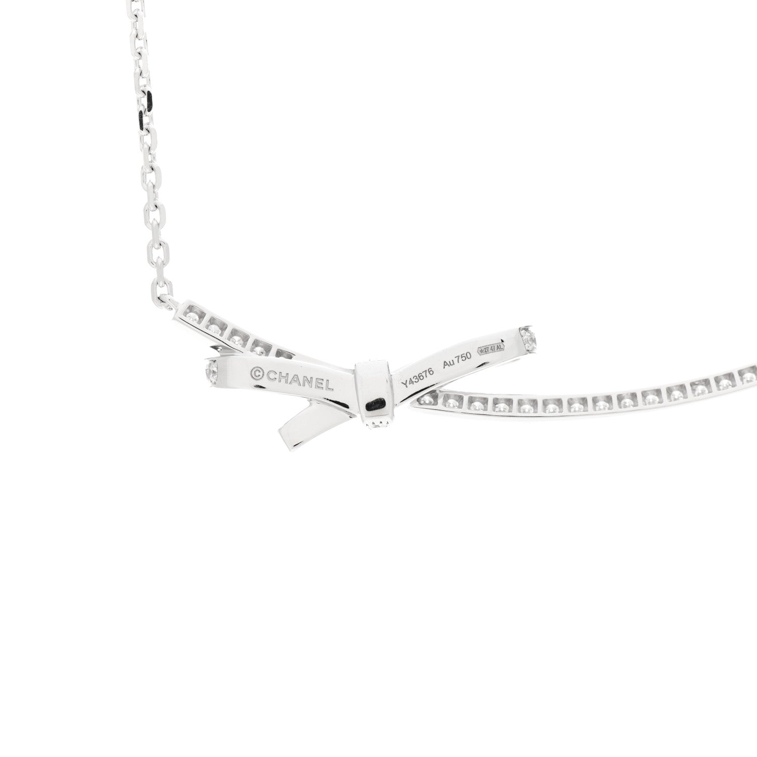 Chanel 18K White Gold Diamond Ruban Necklace 3 of 4