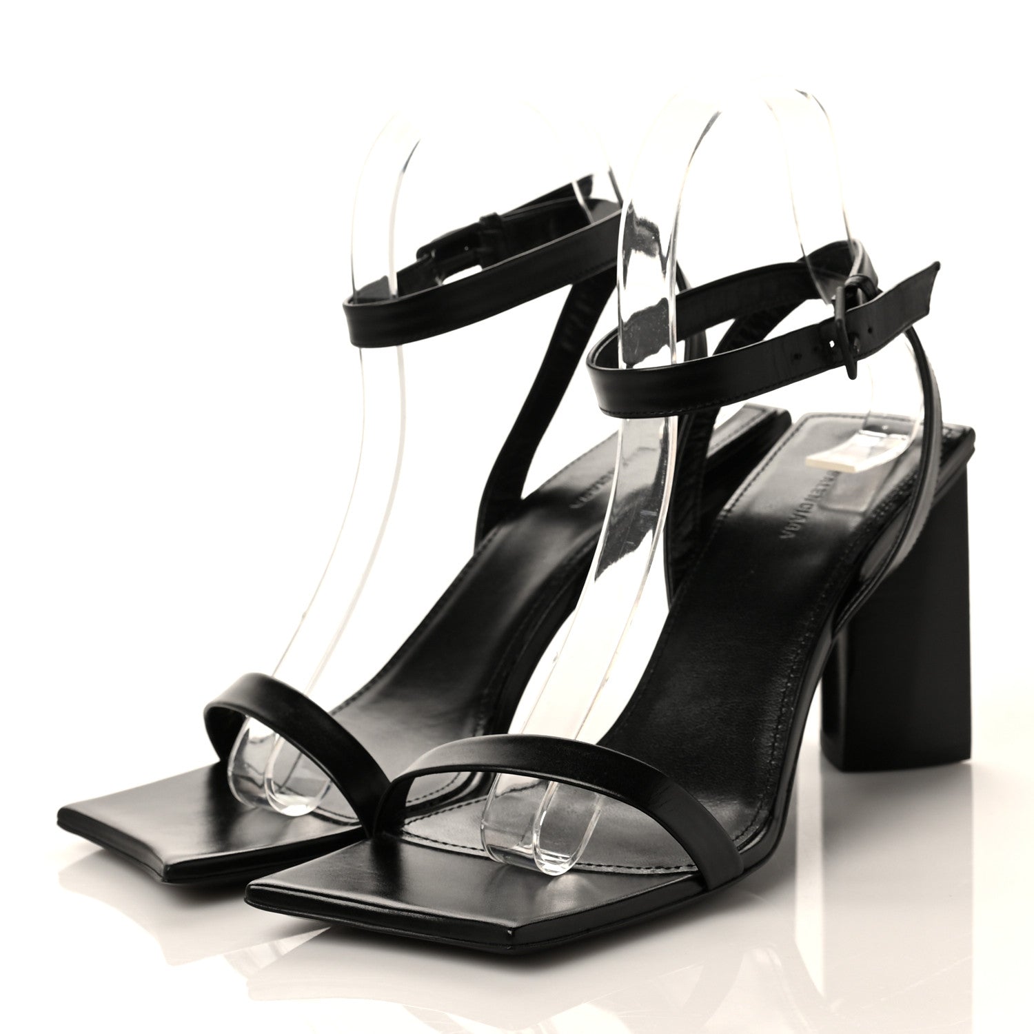 Balenciaga Smooth Calfskin Moon Square Toe 90mm Sandals 37.5 Black 3 of 8