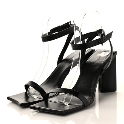 Balenciaga Smooth Calfskin Moon Square Toe 90mm Sandals 37.5 Black 3 of 8