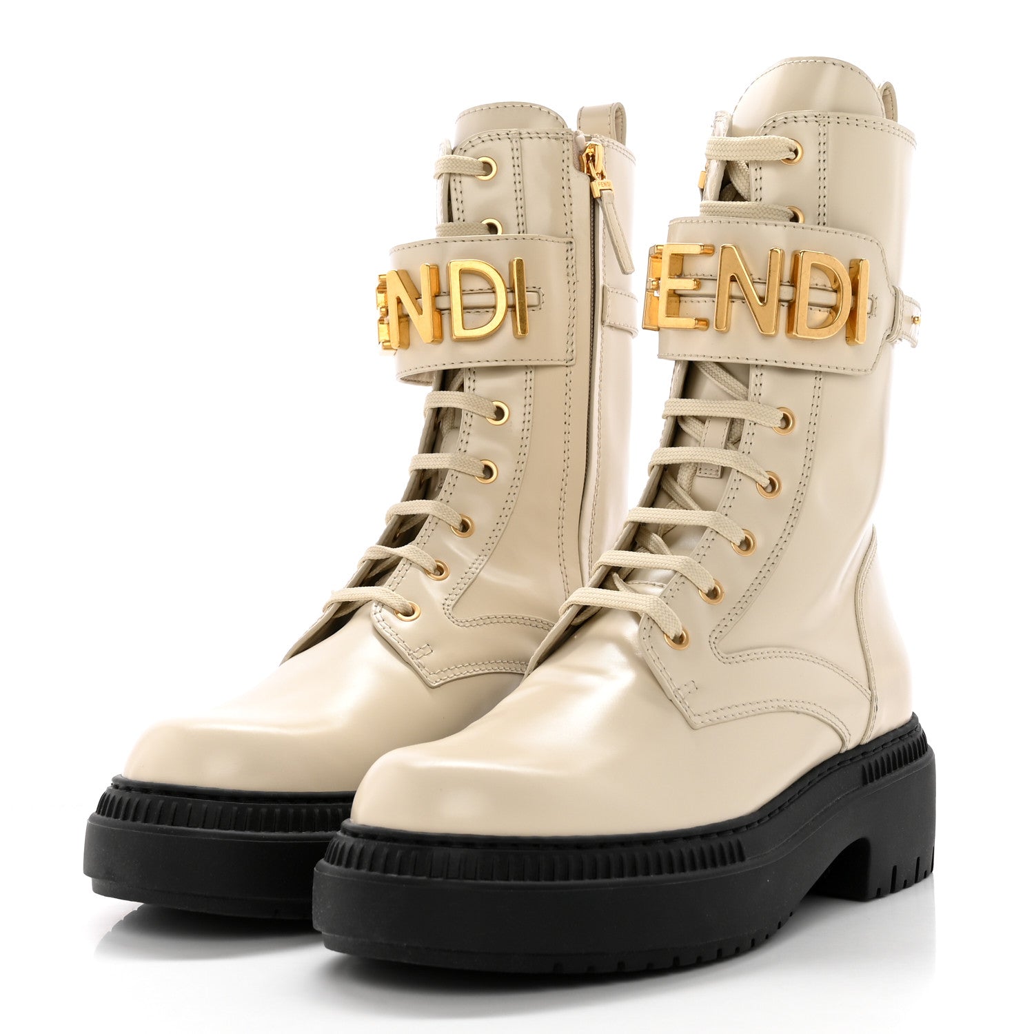 Fendi Vitello Abrasivato Fendigraphy 50mm Biker Boots 41 White 3 of 12