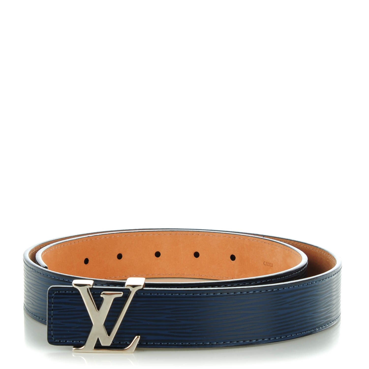 Louis Vuitton Epi LV Initiales Belt 85 34 Indigo 1 of 8