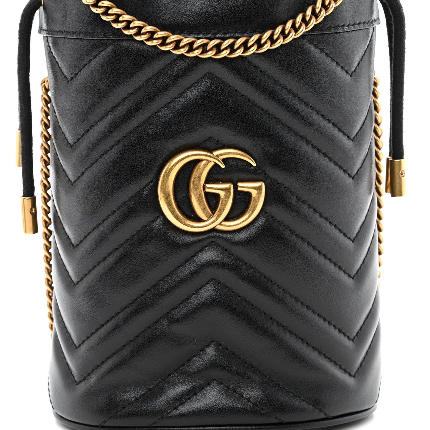 Calfskin Matelasse Mini GG Marmont 2.0 Bucket Bag Black