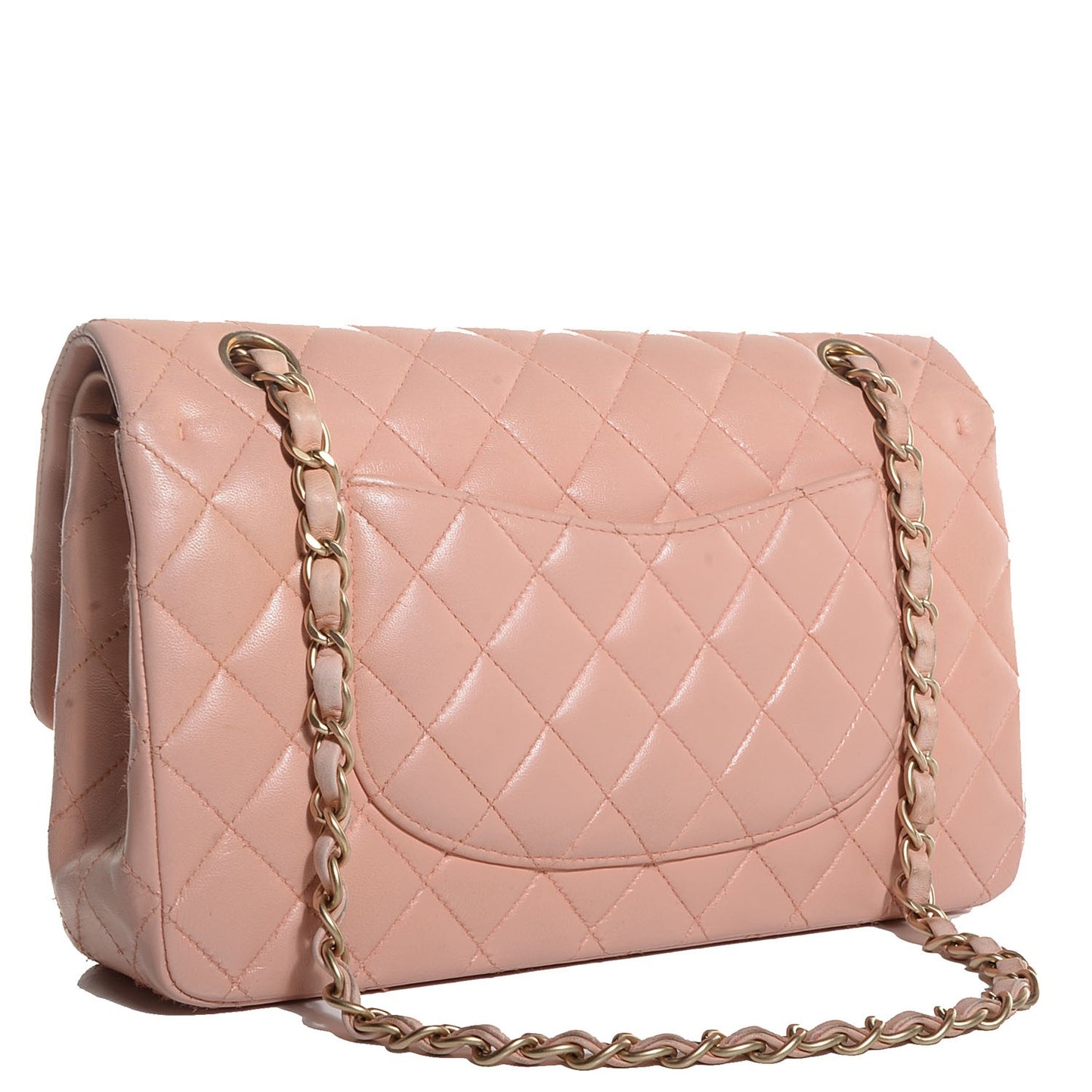 Lambskin Quilted Medium Double Flap Pink
