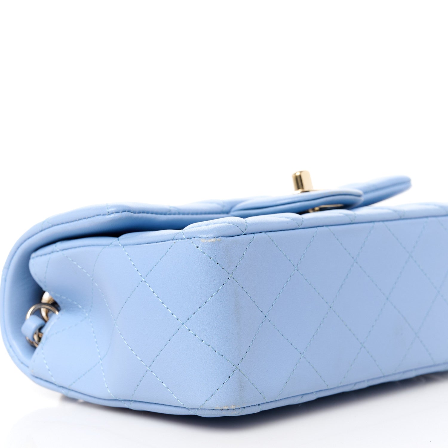 Chanel Lambskin Quilted Mini Rectangular Flap Light Blue 10 of 11