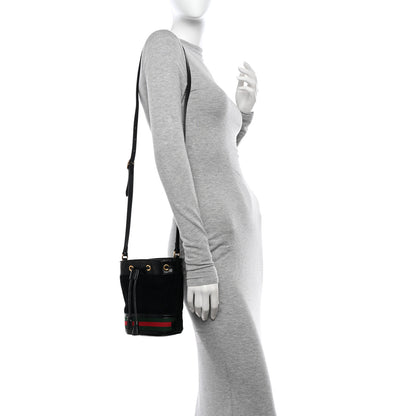 Gucci Suede Patent Web Mini Ophidia Bucket Bag Black 2 of 10