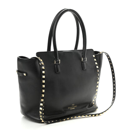 Valentino Garavani Vitello Rockstud Double Handle Tote Black 3 of 12