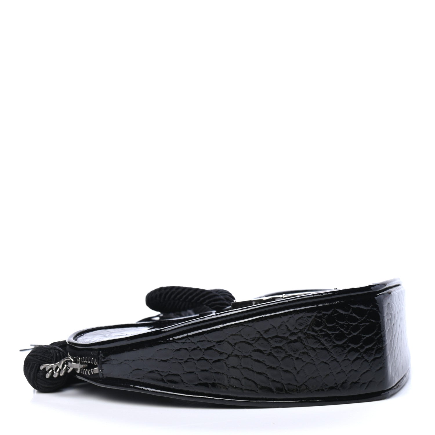 Saint Laurent Patent Crocodile Embossed Sac Coeur Heart Shaped Clutch Black 3 of 5