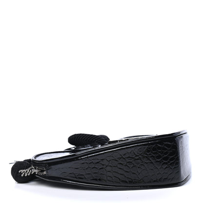 Saint Laurent Patent Crocodile Embossed Sac Coeur Heart Shaped Clutch Black 3 of 5