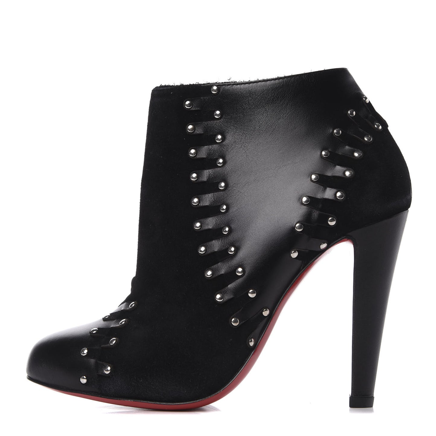 Calfskin Suede Studded 100 Ankle Boots 37 Black