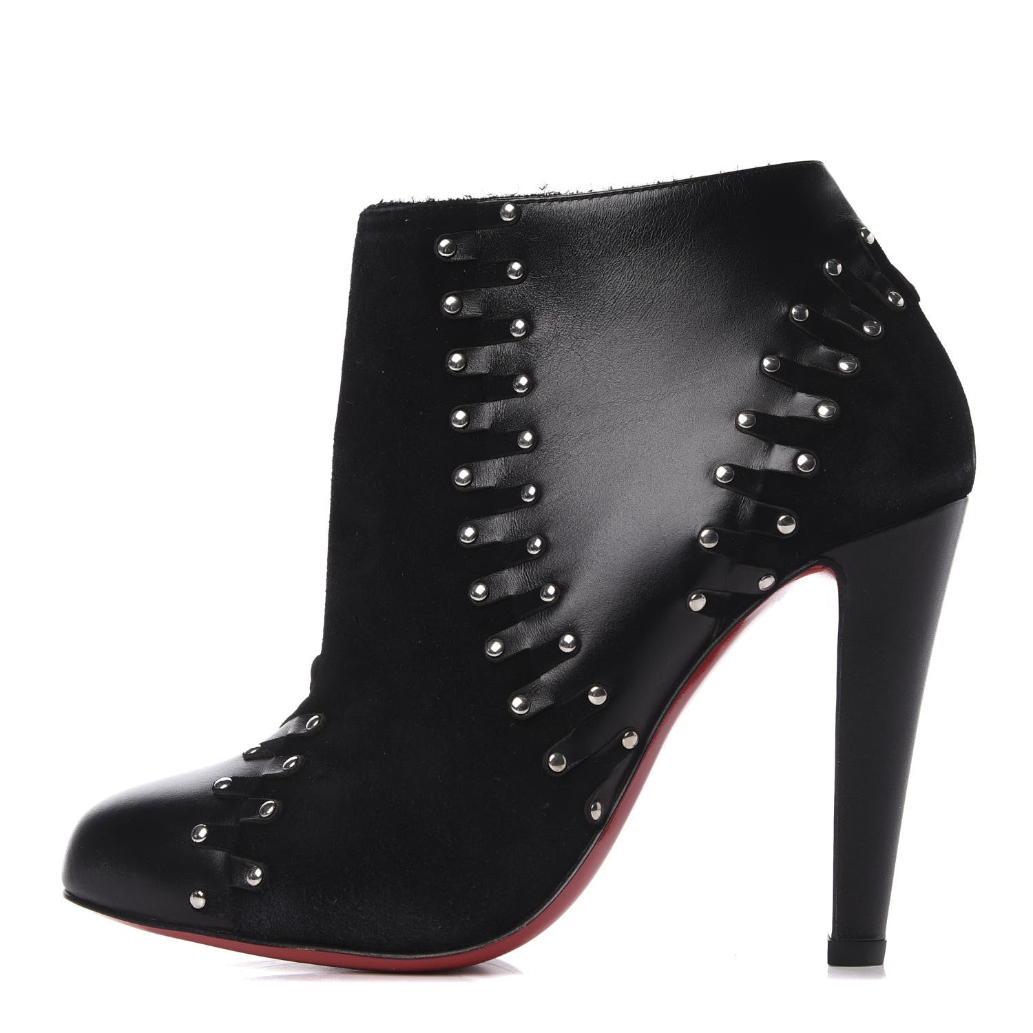 Christian Louboutin Calfskin Suede Studded 100 Ankle Boots 37 Black 1 of 13
