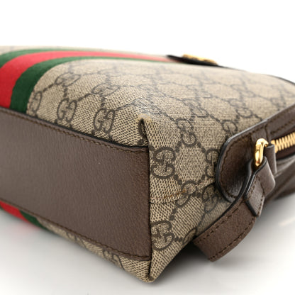 Gucci GG Supreme Monogram Textured Dollar Calfskin Web Small Ophidia Dome Shoulder Bag Beige Ebony New Acero 10 of 12