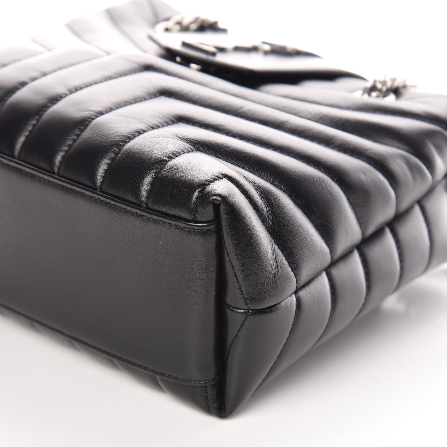 Calfskin Y Quilted Monogram Small Loulou Shopper Black