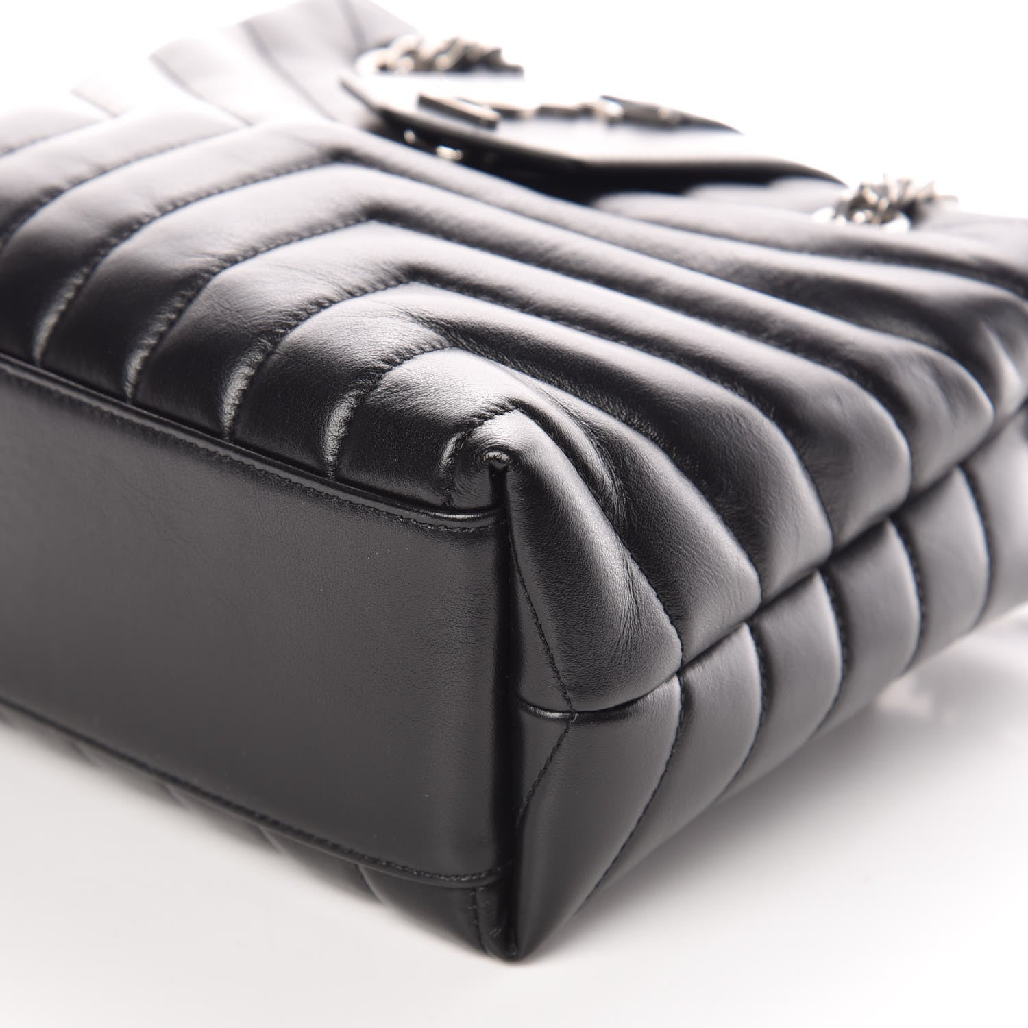 Saint Laurent Calfskin Y Quilted Monogram Small Loulou Shopper Black 6 of 9