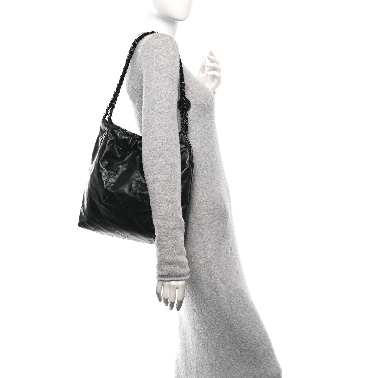 Chanel Shiny Calfskin Quilted Small Chanel 22 So Black 2 of 11