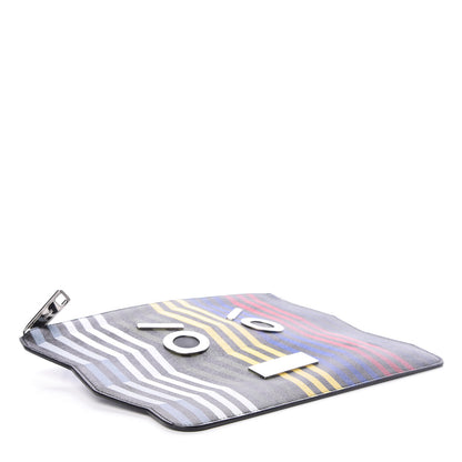 Fendi Vitello Elite Chevron No Words Faces Pouch Multicolor Black 4 of 11
