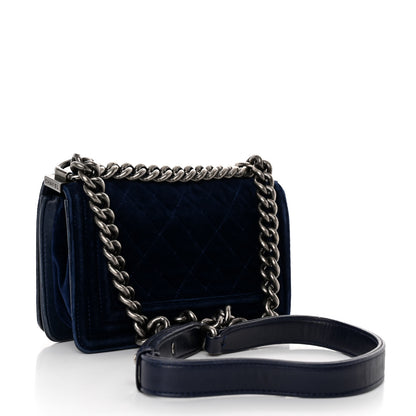 Chanel Velvet Quilted Small Boy Flap Blue 3 of 11