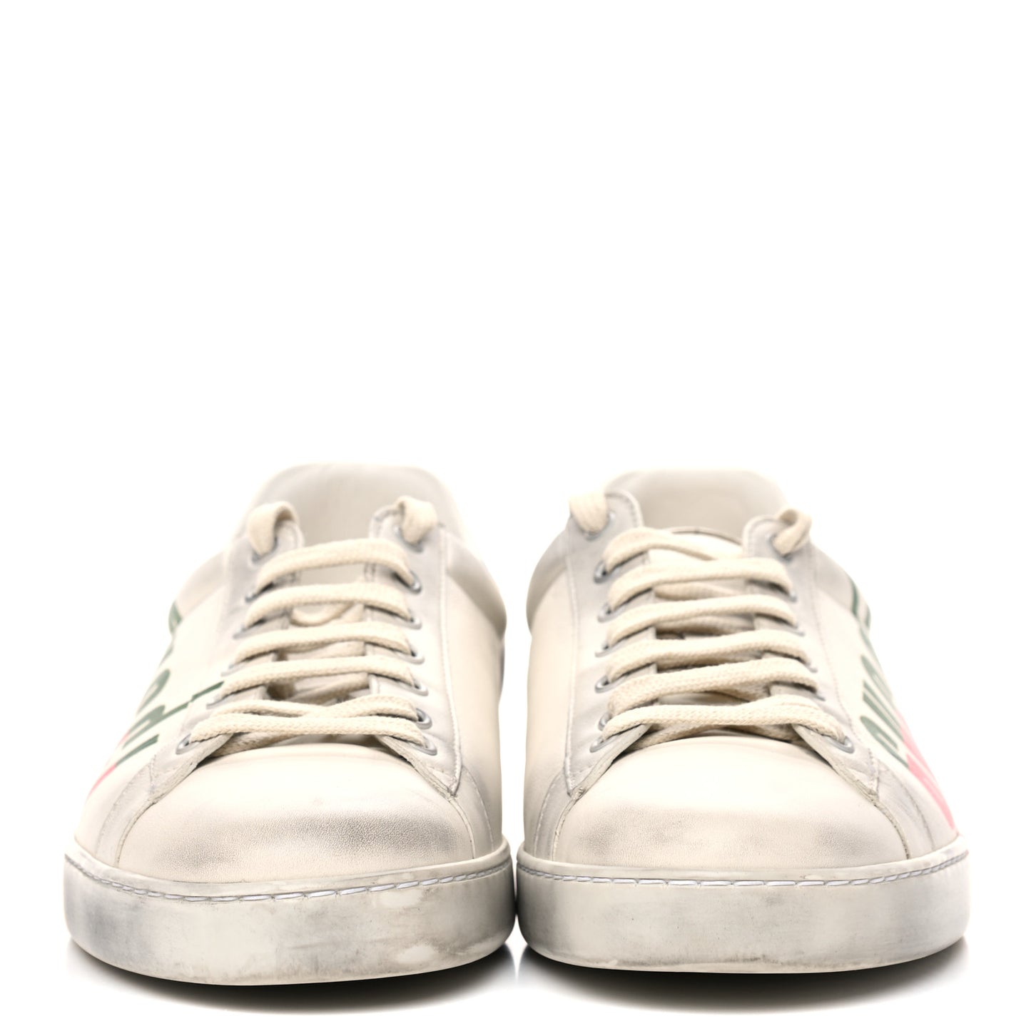 Distressed Calfskin Mens Ace Blade Sneakers 11 White