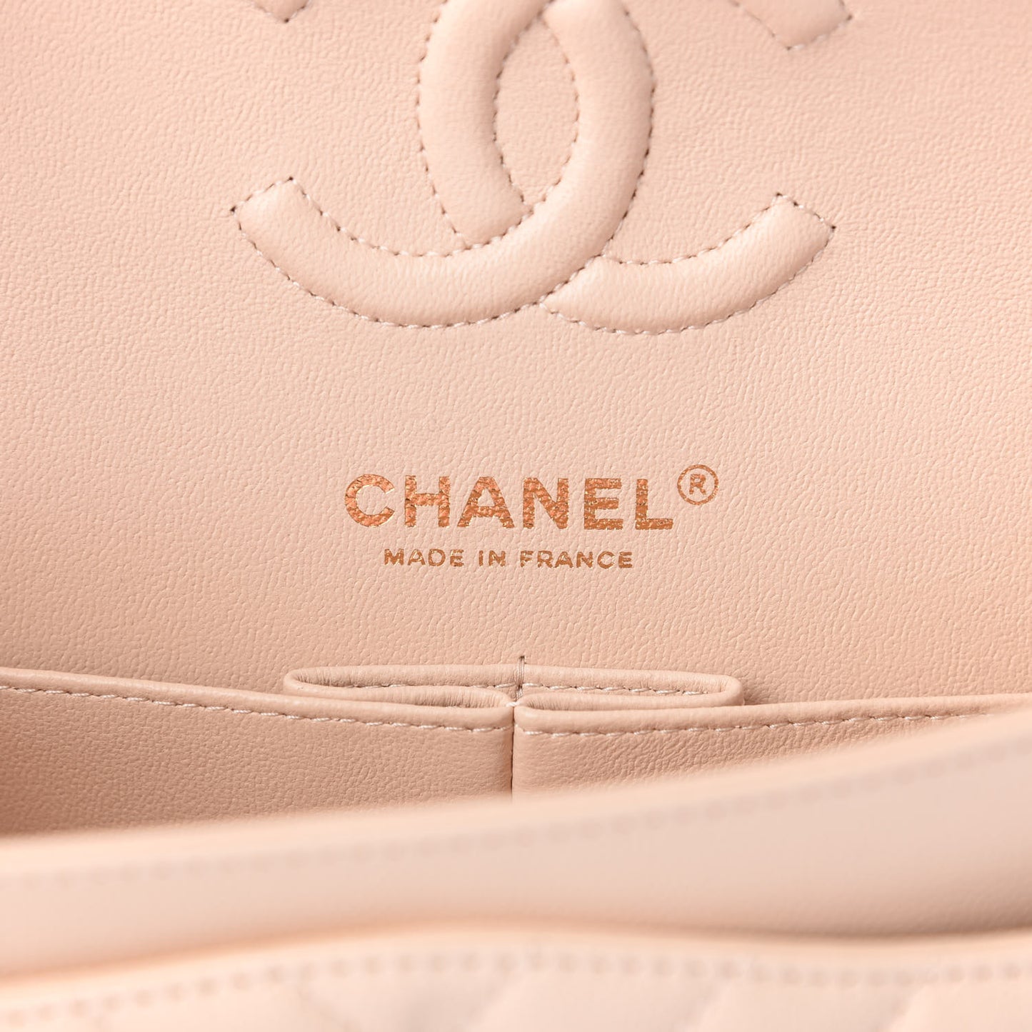Caviar Chevron Quilted Small Double Flap Beige