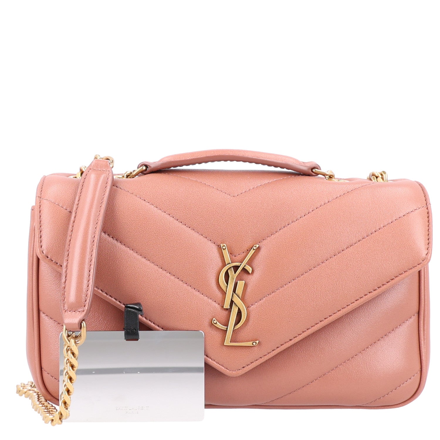 Saint Laurent Lambskin Chevron Quilted Small Loulou Hortensia 4 of 11