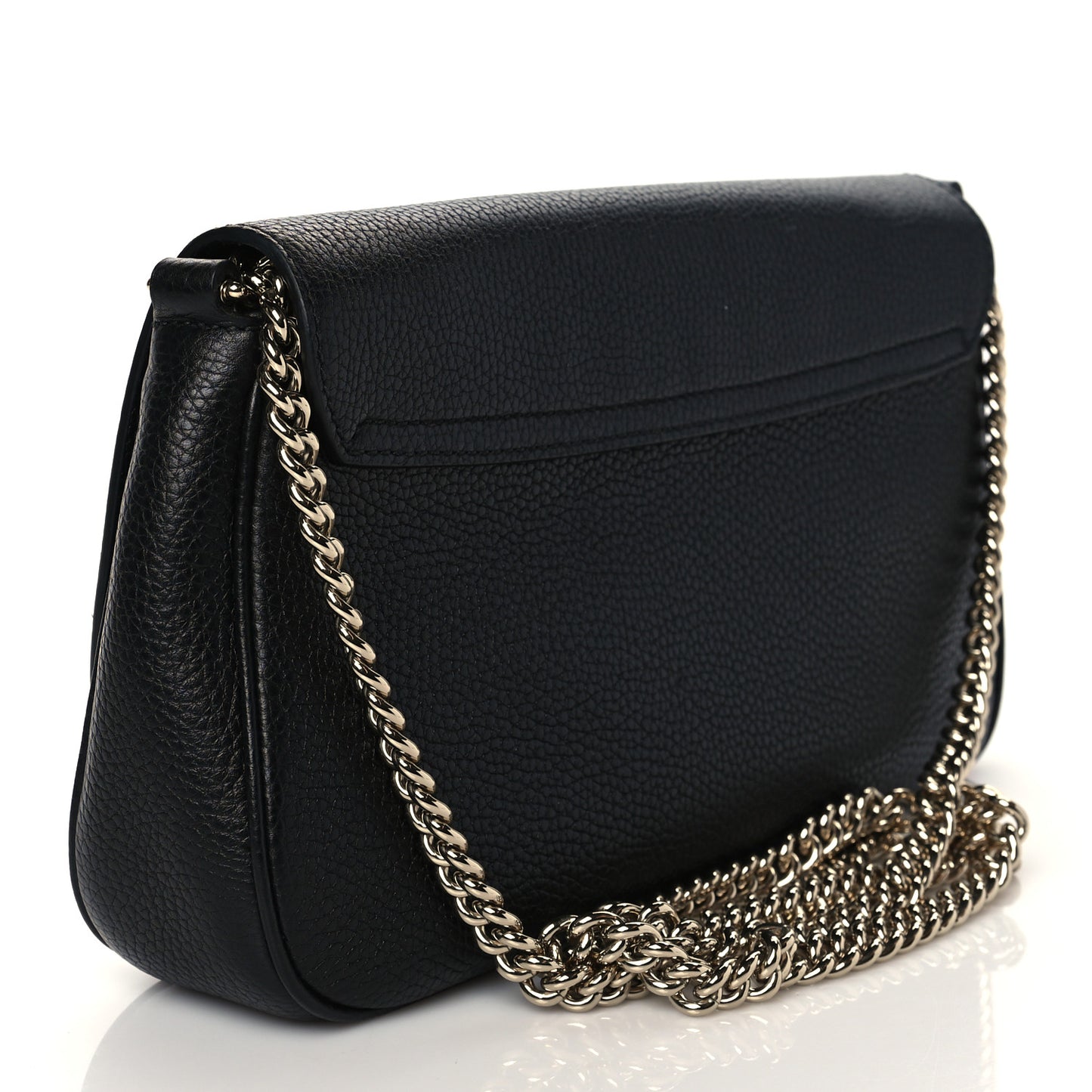 Pebbled Calfskin Medium Soho Flap Crossbody Black