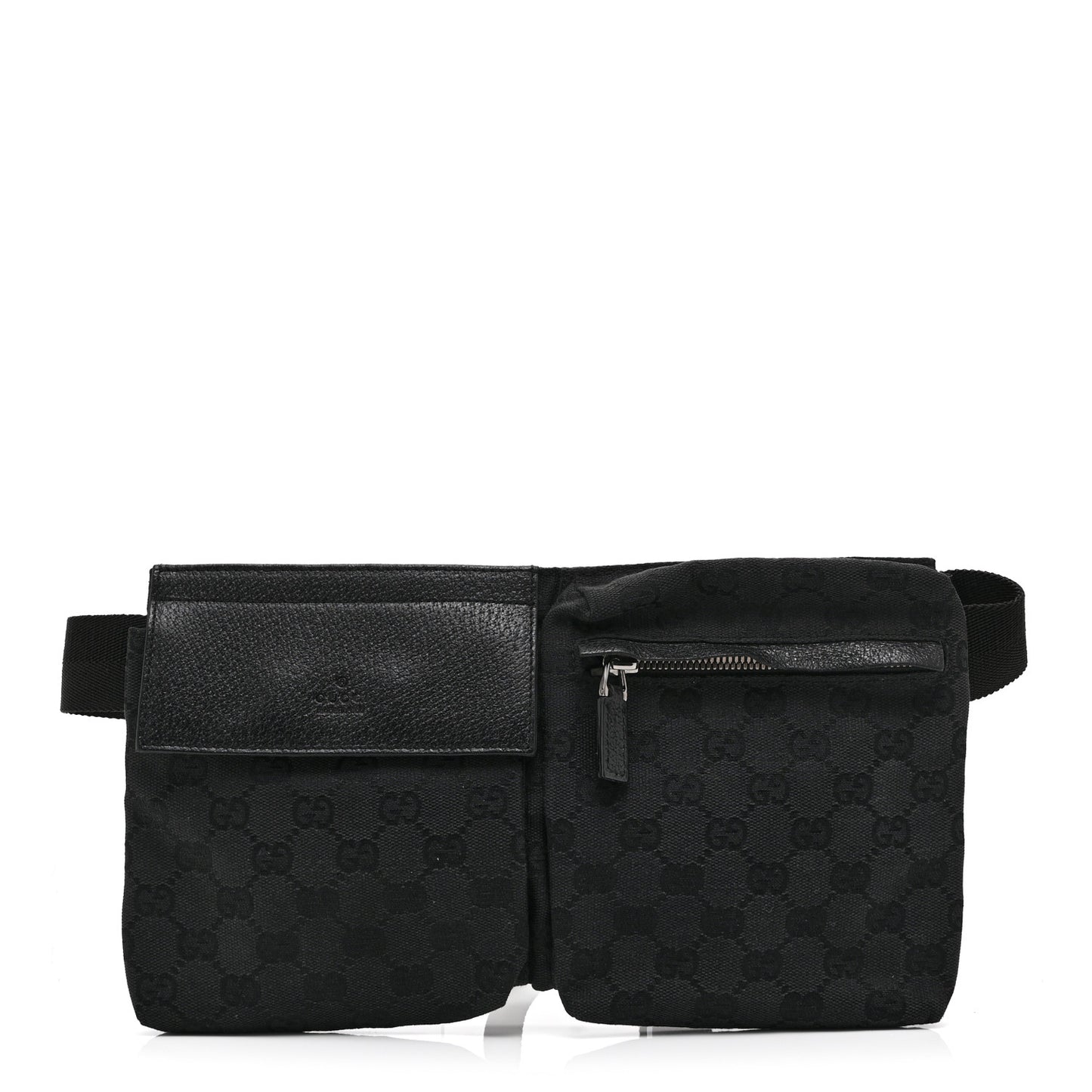 GG Monogram Double Pocket Belt Bag Black