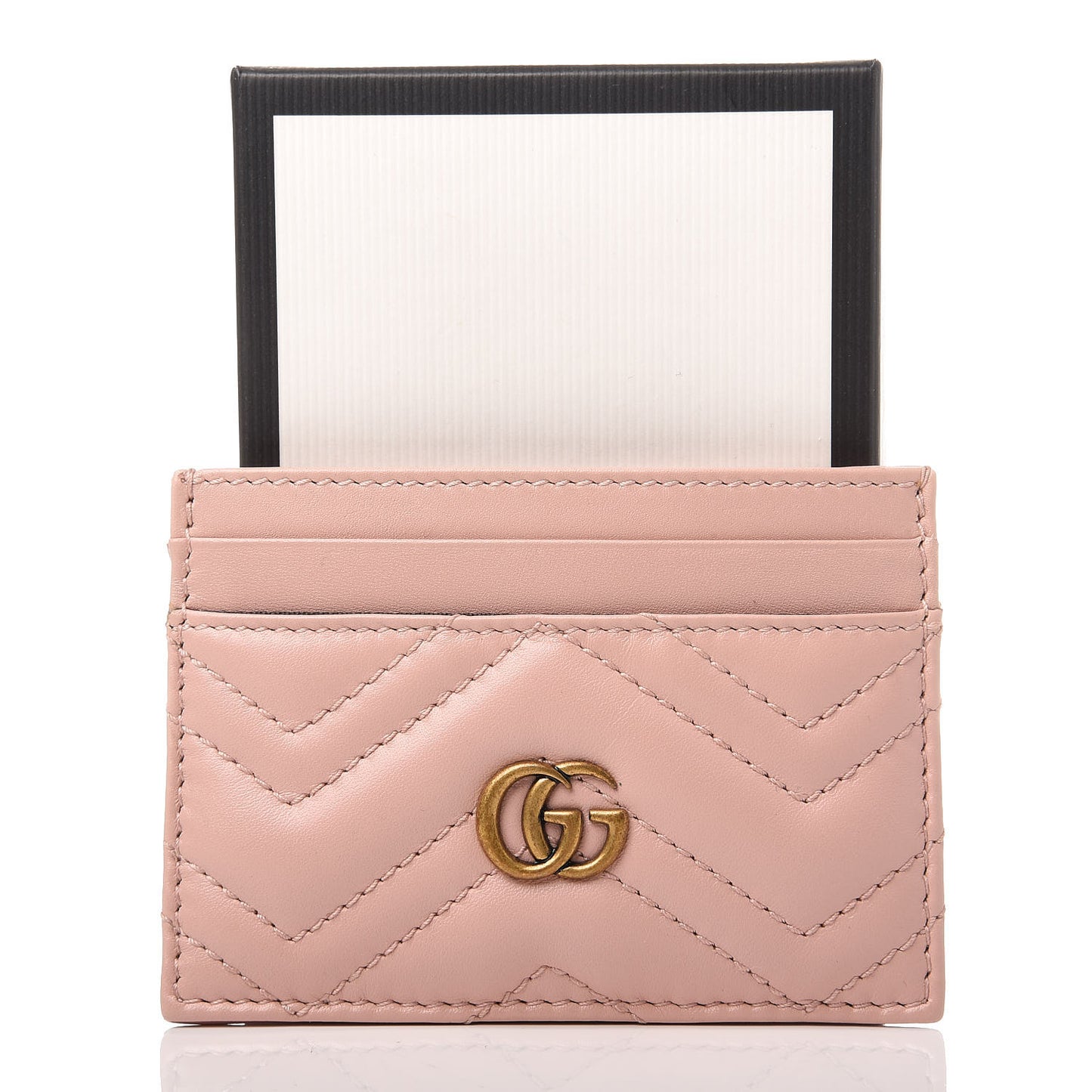 Calfskin Matelasse GG Marmont Card Holder Perfect Pink