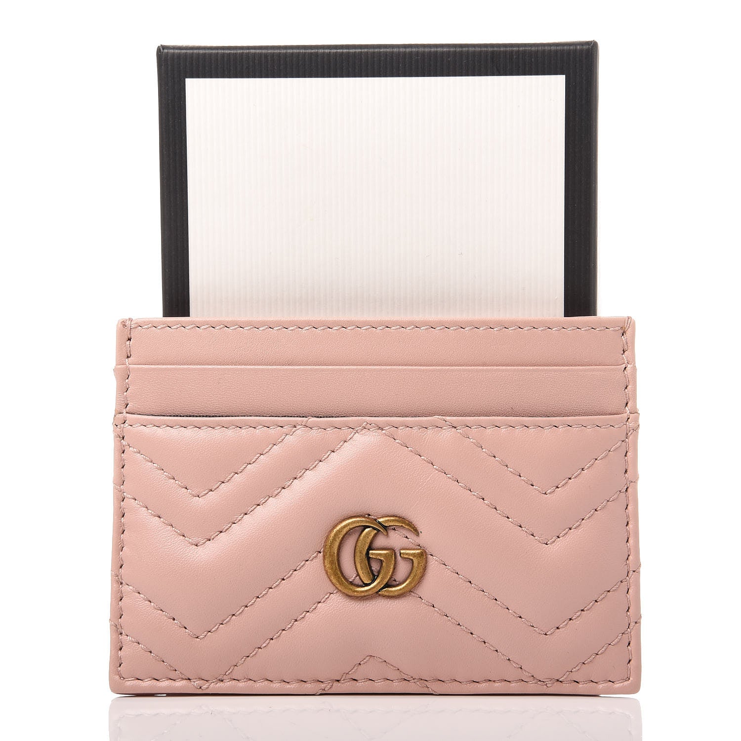 Gucci Calfskin Matelasse GG Marmont Card Holder Perfect Pink 7 of 7