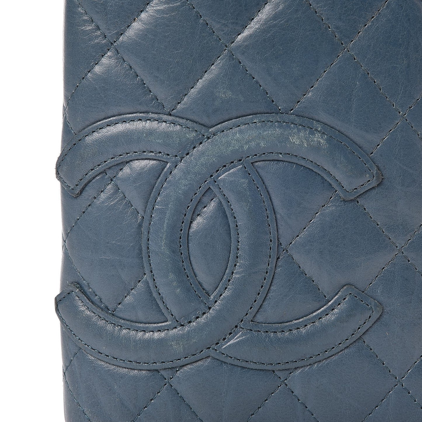 Calfskin Quilted Cambon Yen Wallet Blue