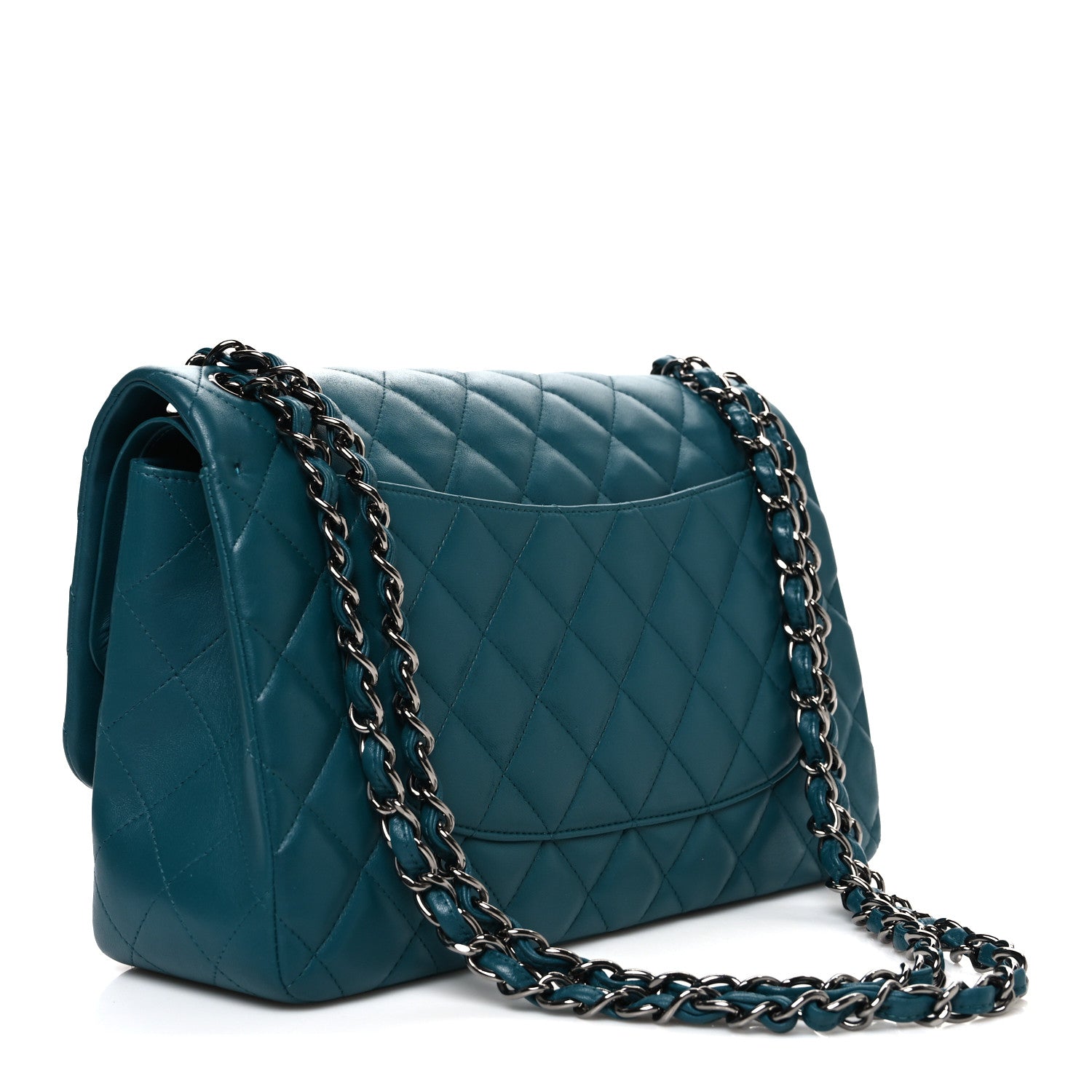 Chanel Lambskin Quilted Jumbo Double Flap Turquoise 3 of 10