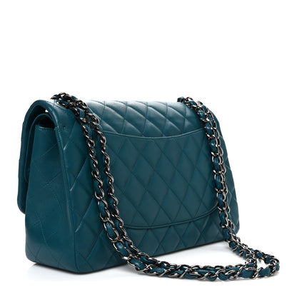 Chanel Lambskin Quilted Jumbo Double Flap Turquoise 3 of 10