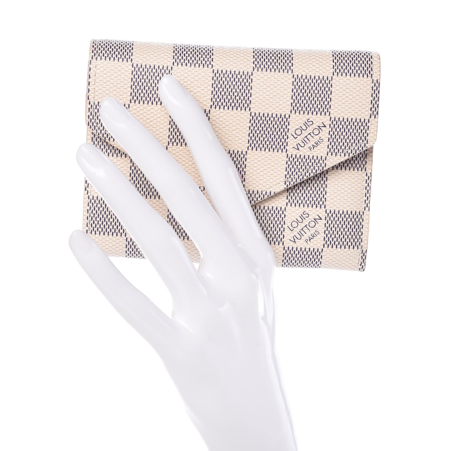 Louis Vuitton Damier Azur Victorine Wallet Rose Ballerine 2 of 7