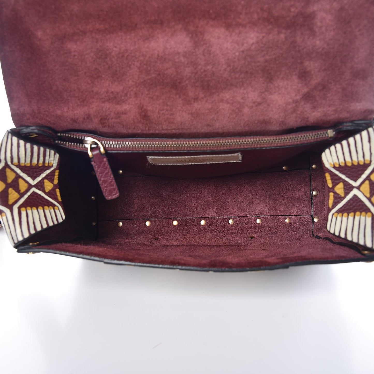 Calfskin Tribal Rockstud Shoulder Bag Rubin