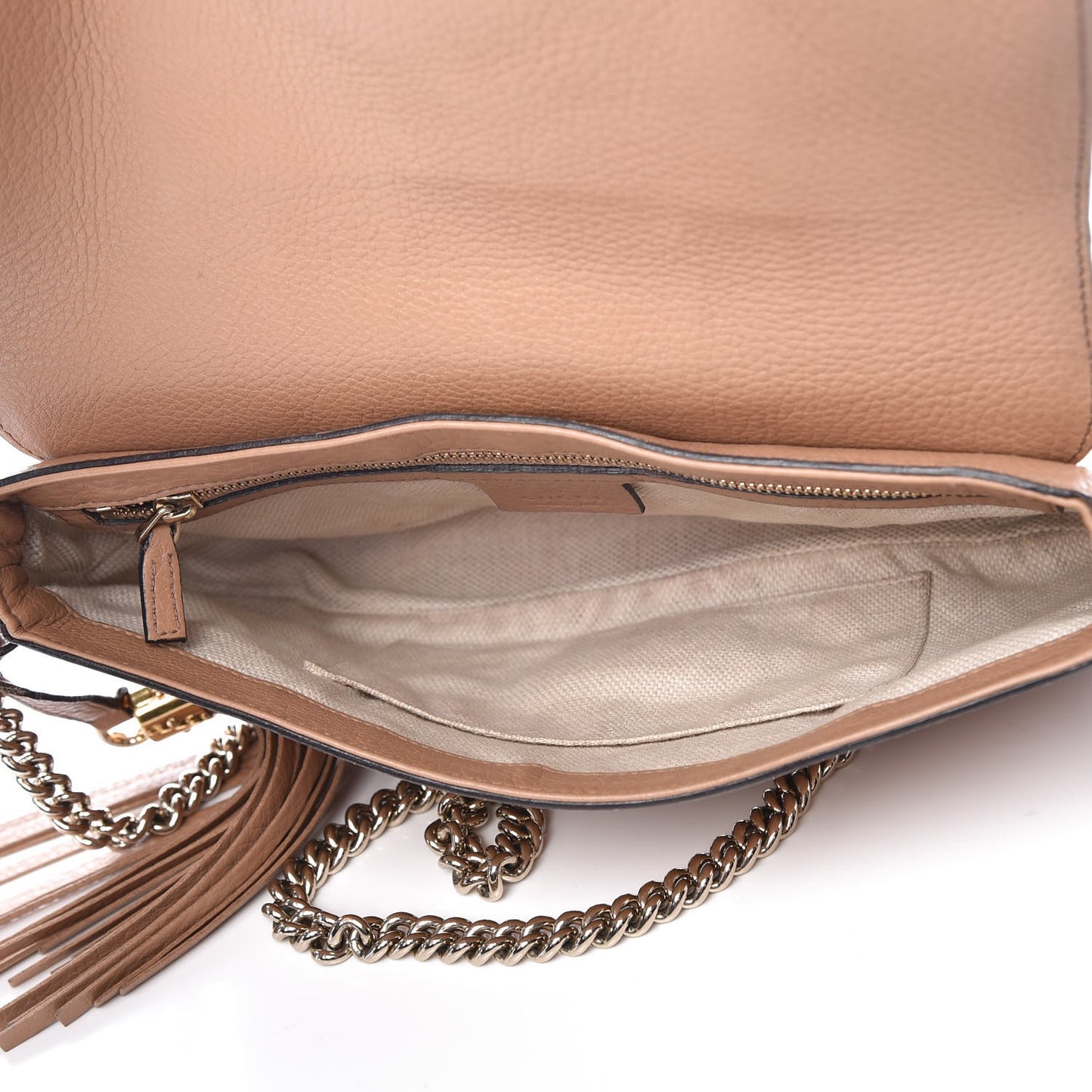 Pebbled Calfskin Medium Soho Flap Crossbody Camelia