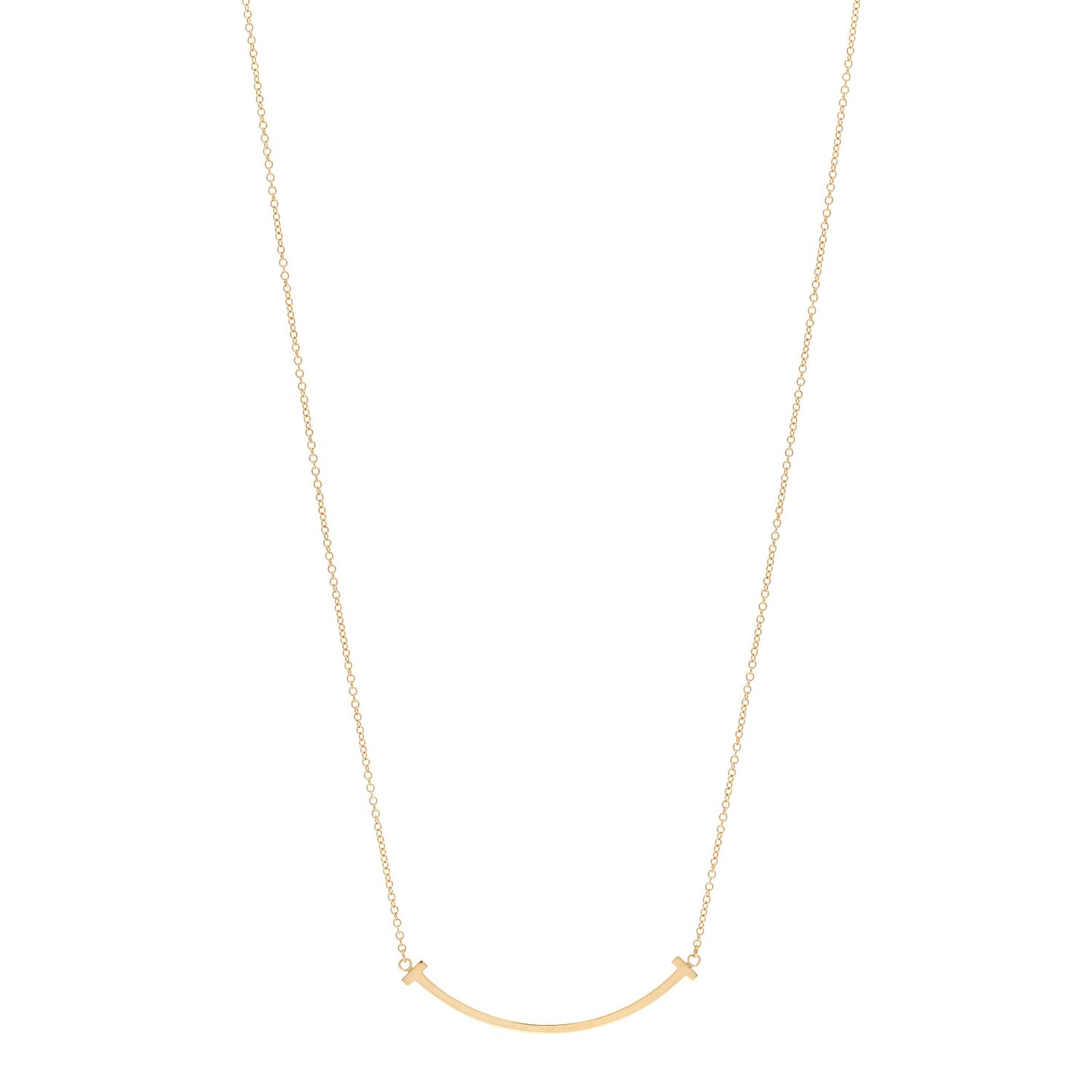 18K Yellow Gold Small T Smile Pendant Necklace